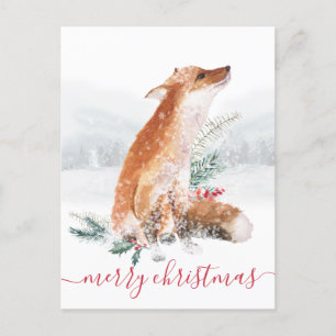 Frohe Weihnachten Rotfuchs Winterwald Urlaub Postkarte