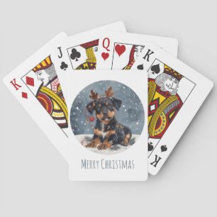 Frohe Weihnachten Rottweiler Dog Reindeer Spielkarten
