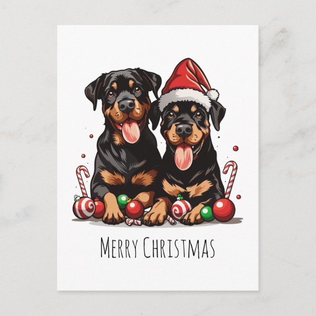 Frohe Weihnachten Rottweiler Dog Santa (Vorderseite)