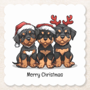 Frohe Weihnachten Rottweiler Dog Santa Untersetzer