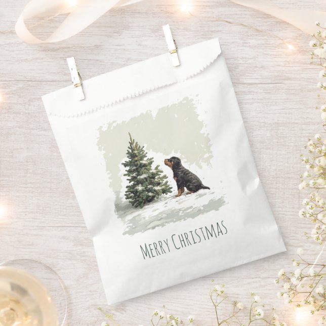 Frohe Weihnachten Rottweiler Dog Weihnachtsbaum Geschenktütchen (Ausgeschnitten)