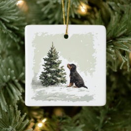 Frohe Weihnachten Rottweiler Dog Weihnachtsbaum Keramikornament
