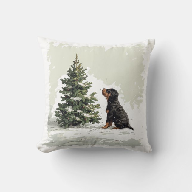 Frohe Weihnachten Rottweiler Dog Weihnachtsbaum Kissen (Vorderseite)