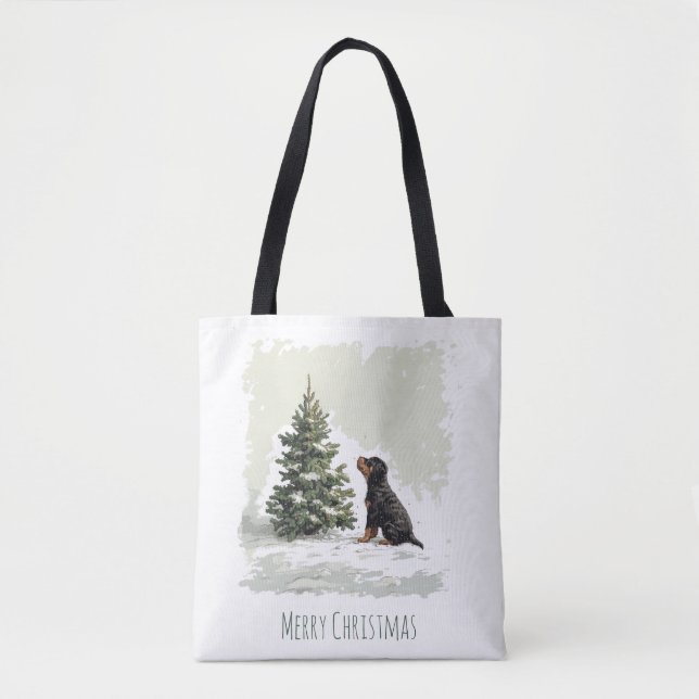 Frohe Weihnachten Rottweiler Dog Weihnachtsbaum Tasche (Vorderseite)
