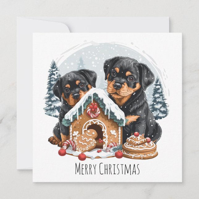Frohe Weihnachten Rottweiler Hunde Gingerbread Hau (Vorderseite)