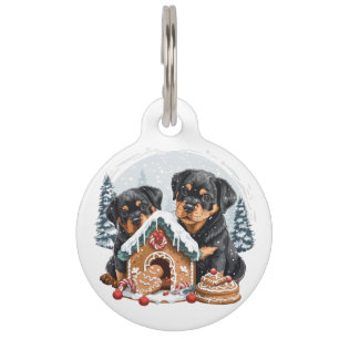 Frohe Weihnachten Rottweiler Hunde Gingerbread Hau Haustiermarke