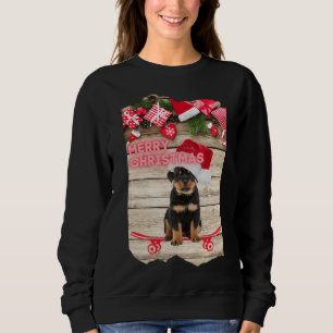 Frohe Weihnachten Rottweiler Welpe auf Skateboard Sweatshirt