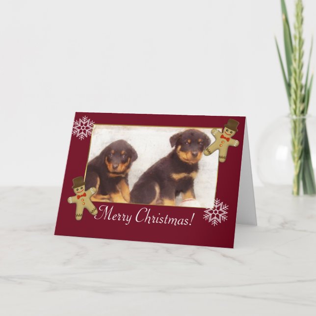 Frohe Weihnachten Rottweiler Welpen (Vorderseite)