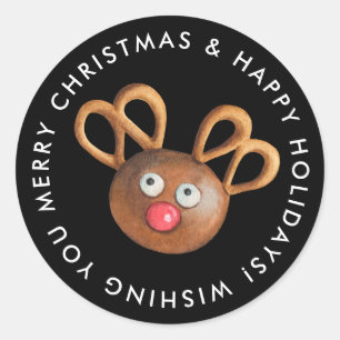 Frohe Weihnachten Rudolph Cookie Custom Runder Aufkleber