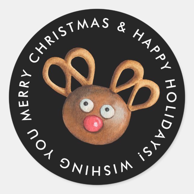 Frohe Weihnachten Rudolph Cookie Custom Runder Aufkleber (Vorderseite)