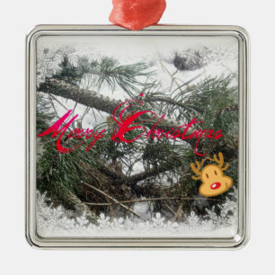 Frohe Weihnachten Rudolph Square Ornament Aus Metall