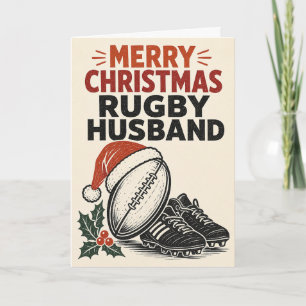 Frohe Weihnachten Rugby Ehemann Karte