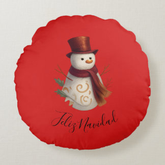 Frohe Weihnachten Rund Kissenbezug - Feliz Navidad Rundes Kissen