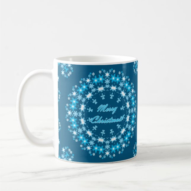 Frohe Weihnachten rund Schneeflocken Winter weiß Kaffeetasse (Links)