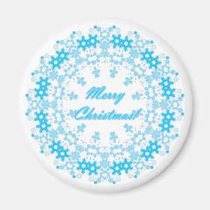 Frohe Weihnachten rund Schneeflocken Winter weiß Magnet