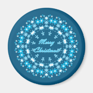 Frohe Weihnachten rund Schneeflocken Winter weiß Magnet