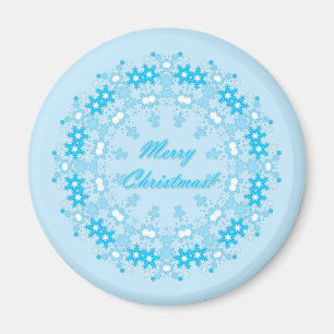 Frohe Weihnachten rund Schneeflocken Winter weiß Magnet