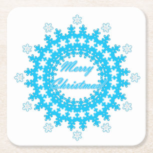 Frohe Weihnachten rund Schneeflocken Winter weiß Rechteckiger Pappuntersetzer