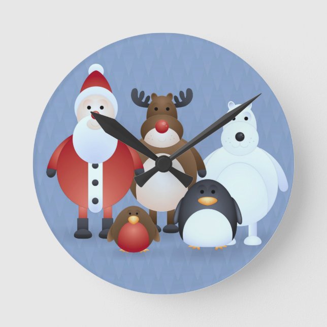 Frohe Weihnachten Runde Wanduhr (Vorderseite)