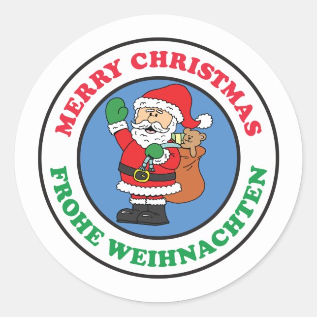 Frohe Weihnachten Runder Aufkleber (Vorderseite)