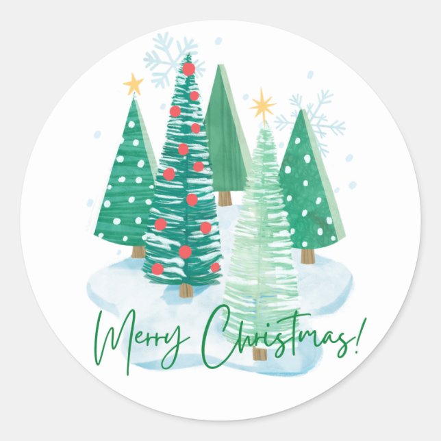 Frohe Weihnachten Runder Aufkleber (Vorderseite)