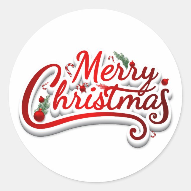 Frohe Weihnachten Runder Aufkleber (Vorderseite)