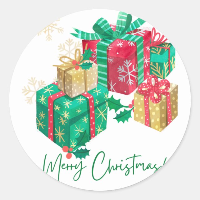 Frohe Weihnachten Runder Aufkleber (Vorderseite)