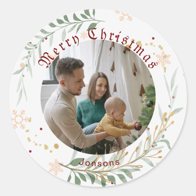 Frohe Weihnachten Runder Aufkleber (Vorderseite)