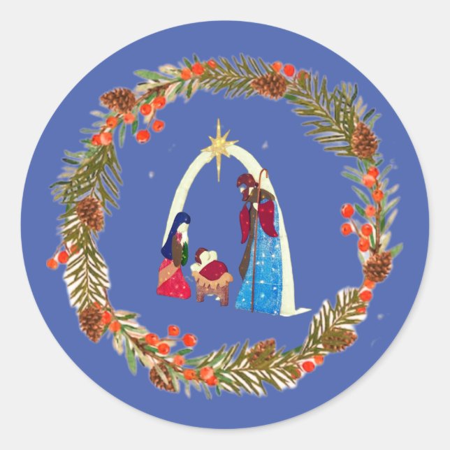 Frohe Weihnachten! Runder Aufkleber (Vorderseite)