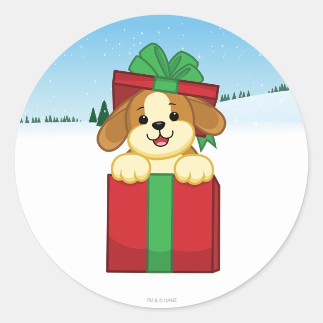 Frohe Weihnachten! Runder Aufkleber (Vorderseite)