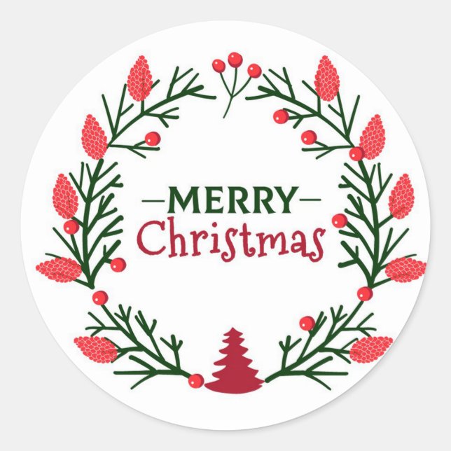 Frohe Weihnachten Runder Aufkleber (Vorderseite)