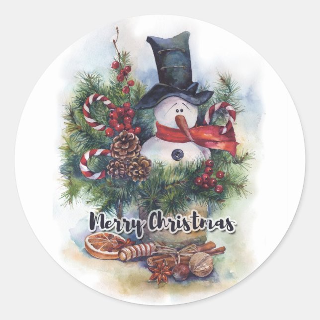 Frohe Weihnachten Runder Aufkleber (Vorderseite)