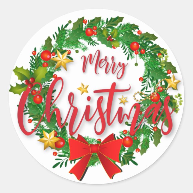 frohe Weihnachten Runder Aufkleber (Vorderseite)