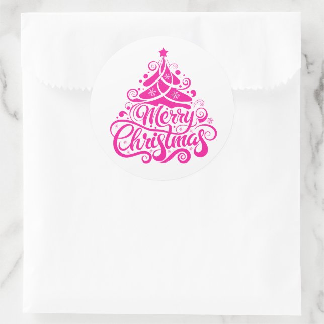 Frohe Weihnachten Runder Aufkleber (Tasche)