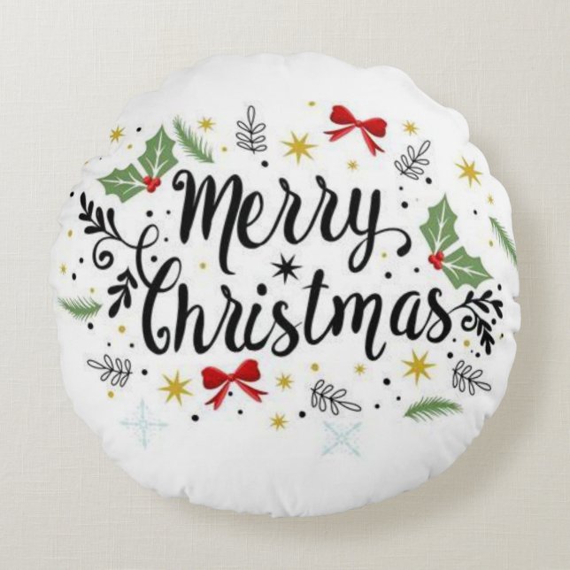 Frohe Weihnachten Rundes Kissen (Vorderseite)
