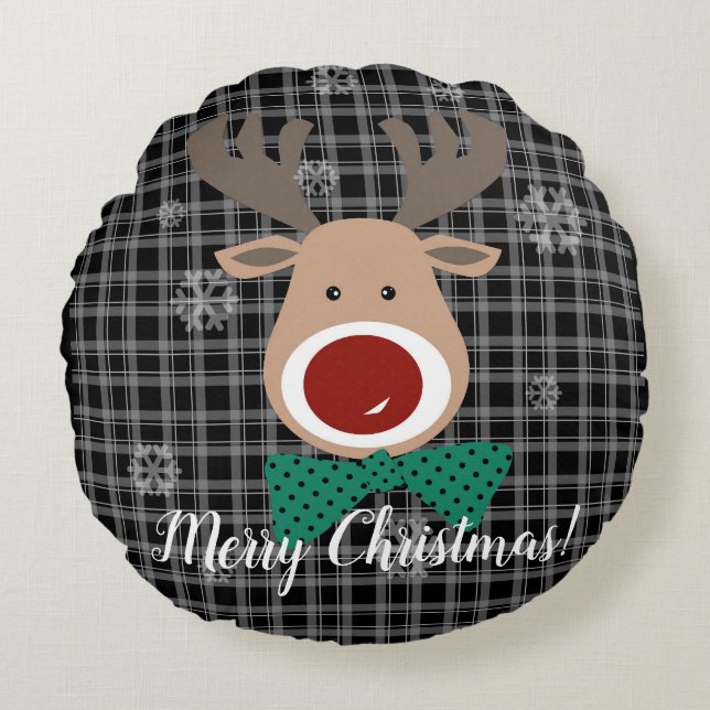Frohe Weihnachten! Rundes Kissen (Vorderseite)