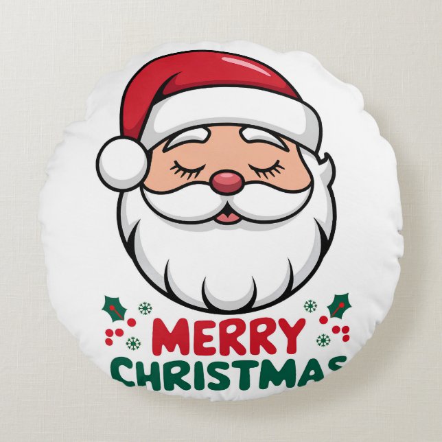 Frohe Weihnachten Rundes Kissen (Vorderseite)
