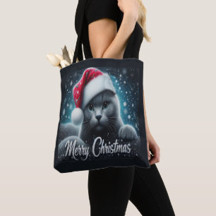 Frohe Weihnachten Russisch blaue Katze, Weihnachts Tasche