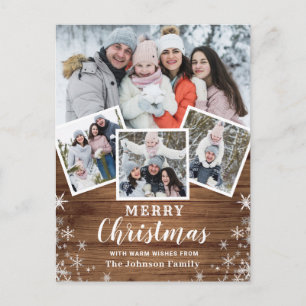 Frohe Weihnachten Rustic 4 FOTO Collage Gruß Postkarte