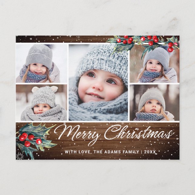 Frohe Weihnachten Rustic 5 FOTO Grußkarte Postkarte (Vorderseite)
