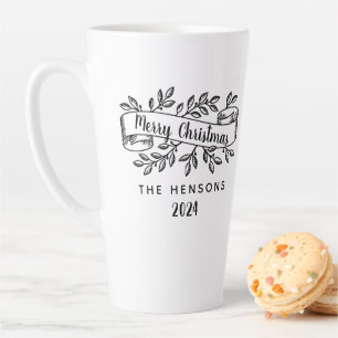 Frohe Weihnachten Rustic Ribbon Familienname Milchtasse