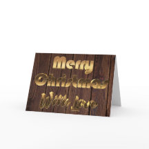 Frohe Weihnachten Rustikal brauner Holzzaun Gold