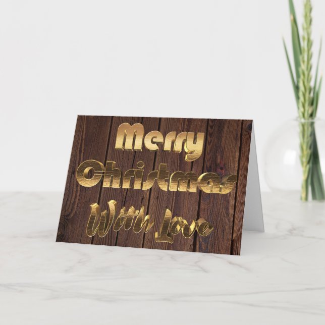 Frohe Weihnachten Rustikal brauner Holzzaun Gold (Vorderseite)
