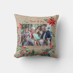 Frohe Weihnachten rustikale Blumenfamilie Foto Bur Kissen