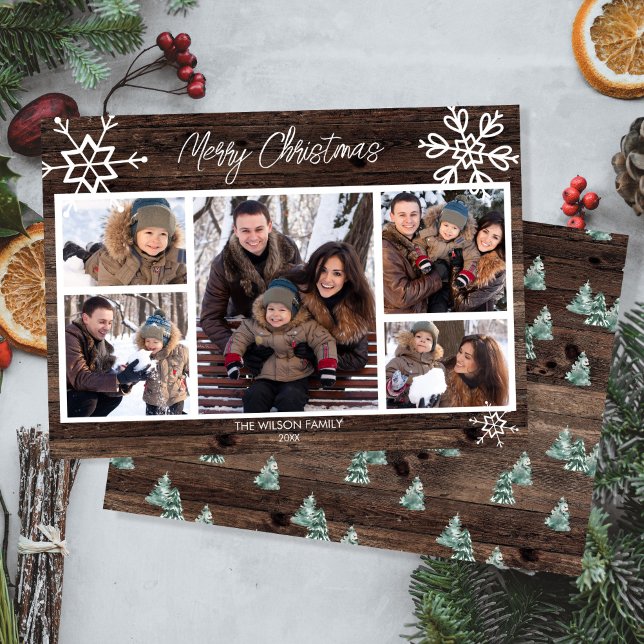 Frohe Weihnachten Rustikale Foto Collage Familie (Von Creator hochgeladen)