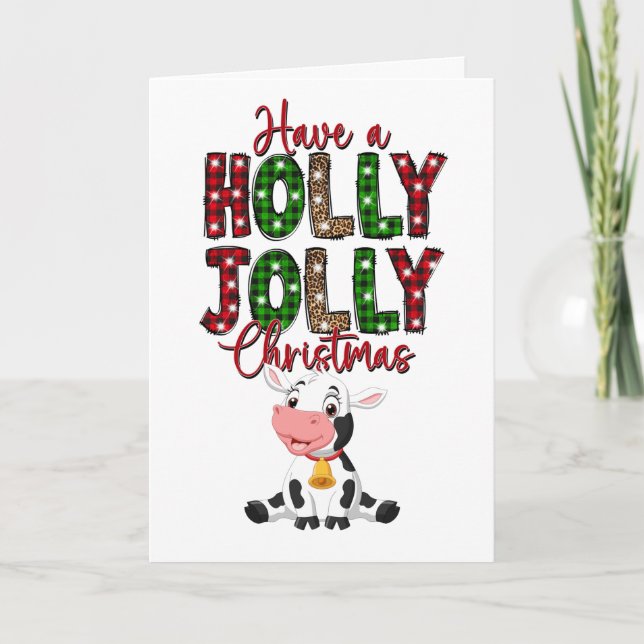 Frohe Weihnachten Rustikale Kuh Karte (Vorderseite)