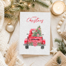 Frohe Weihnachten Rustikale Red Truck Flat Holiday