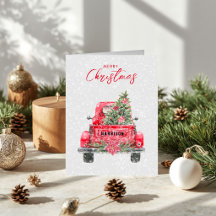 Frohe Weihnachten Rustikale rote LKW-Weihnachtskar
