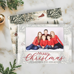 Frohe Weihnachten Rustikale Wald-Familienfoto