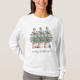 Frohe Weihnachten Rustikale Weihnachtsbaumen T-Shirt